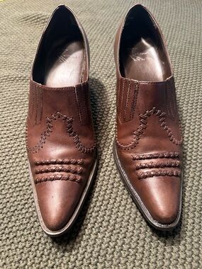 Women’s Brown Leather Slip-On Western Inspired Booties